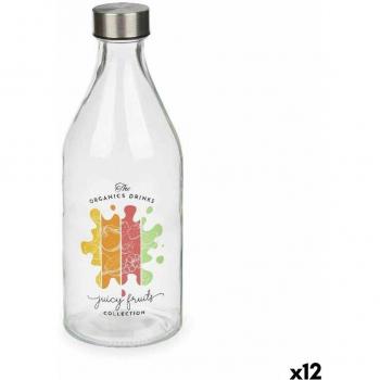 Botella de vidrio Vivalto Juicy Fruits 1 L con tapón plateado (12 unidades) - Menaje y Utensilios de Cocina - Transparente - Acero