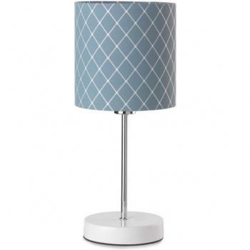 Lámpara de mesa NOAH Metal con pantalla redonda de tejido azul