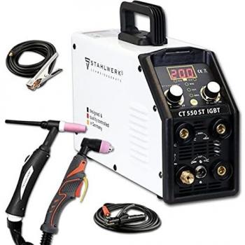 STAHLWERK CT 550 ST - máquina de soldar TIG/MMA compacta con cortador de plasma hasta 12 mm, 200 A TIG/MMA + 50 Amperio CUT