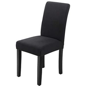 Veakii R Fundas para sillas Pack de 4 Fundas sillas Comedor, Lavable Comedor Asiento Cubre para el Comedor casero Modern Bouquet de la Boda, Hotel, Decor Restaurante（Negro）
