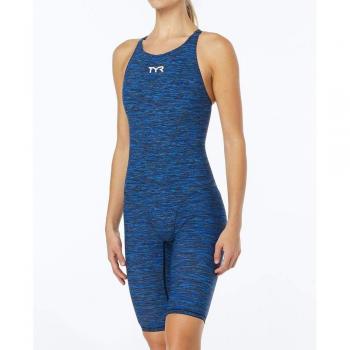 TYR Thresher Baja Open Back Aprobado Fina, Disfraz de competición para Mujer, Azul, 28