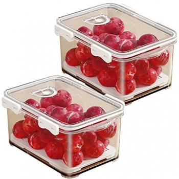 Set de 2 Contenedores para Alimentos Joybos de 5.5 L Cada Uno, con Tapas, Transparentes, Identificador de Fecha y Rejilla Interior