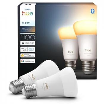 Pack de 2 Bombillas Inteligentes Philips Hue E27 Ambiance Blanca 75W