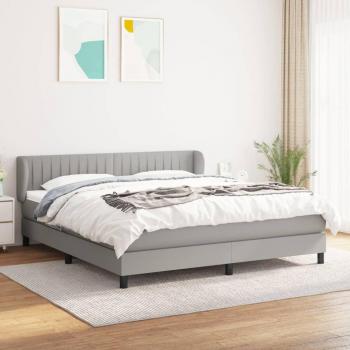 Cama box spring con colchón gris claro 180x200 cm Tela Chiaro
