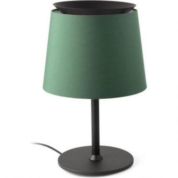 Lámpara Sobremesa Tela Savoy, Difusor Acero, Color Negro/Verde, Altura 51 cm