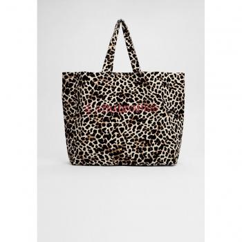 Leopard Print Fabric Bag - Burgundy OS