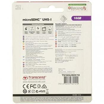 Transcend 16GB MicroSDHC Class 10 Memory Card TS16GUSDC10