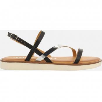 Sandalias de Piel Mujer Carbis - Tiras Negras y Metalizadas