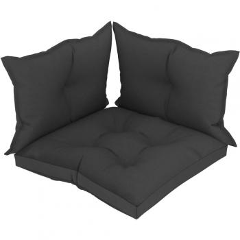 Cojines para palets de 3 piezas en tela negra.
