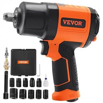 VEVOR 1/2-Inch Pneumatic Impact Wrench, High Torque up to 1898 Nm, Lightweight Design with Quick Connect Air Fitting
