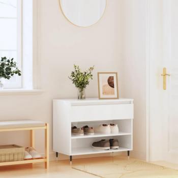 Mueble zapatero madera contrachapada 70x36x60 cm color blanco brillante y gris hormigón