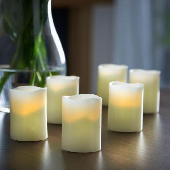 Set de 6 velas padre, crema, LED Blow Out Candles