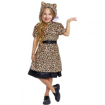 Disfraz de Leopardo estampado en vestido para niña y adolescente