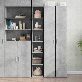 Armario de hormigón gris 30x41x185 cm madera multicapa