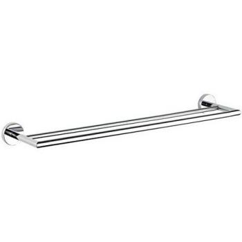 INDA - Accesorios de Baño, Serie Forum, Toallero de Doble Pared en Latón Cromado, Dimensiones del Toallero 66,5 x 13,3 x 5,5 cm, Distancia entre Centros 61 cm