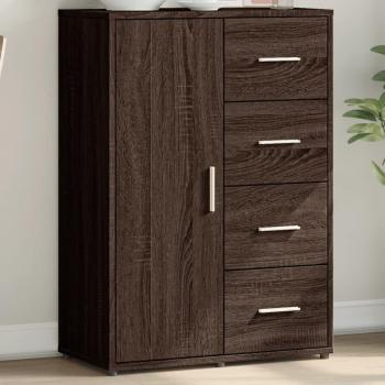 Aparador de madera de ingeniería 60x31x84 cm en color roble marrón, mueble de almacenaje para salón, buffet y armario auxiliar