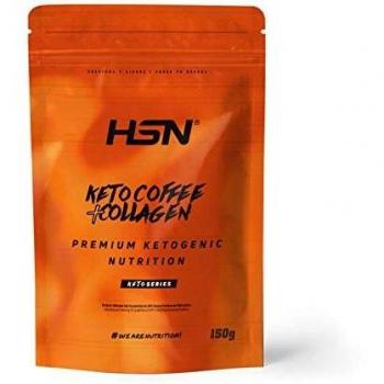 Café con Colágeno Hidrolizado Bovino de HSN | 150 g = 6 Tomas por Envase | Ideal Dieta Keto | 18 Gramos de Colágeno por Dosis Diaria y Café Instantáneo + MCT | No-GMO, Sin Gluten