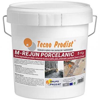 Mortero Lechada Impermeable M-REJUN PORCELANIC 5 Kg - Gris para Azulejos, Suelos Cerámicos, Ladrillos y Piedra (Junta 4 a 20mm)