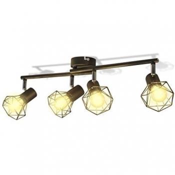 vidaXL Lámpara de Techo de Alambre de Estilo Industrial Negro con 4 Focos LED