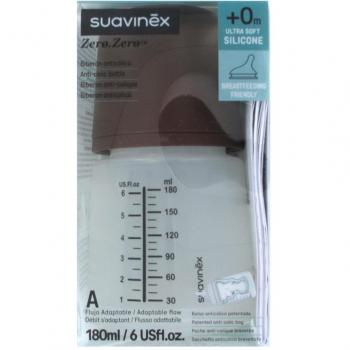 Suavinex Anti-Colic Adaptable Flow Silicone Baby Bottle 180ml +0m