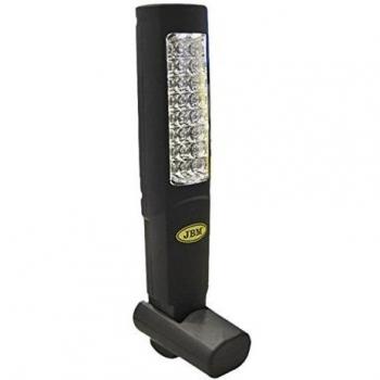 JBM 51889 - Portátil de taller 30 LEDs con batería recargable con doble imán, cuña de apoyo y base imantada