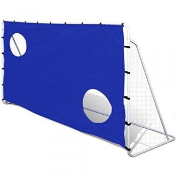 vidaXL Portería de Fútbol con Lona para Entrenamiento Acero Blanca y Azul