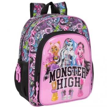 Mochila Escolar Infantil Monster High Drama, Adaptable a Carro, Cómoda y Versátil, 32x12x38 cm
