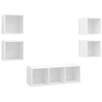 Juego de Muebles para TV 5 Piezas Blanco Aglomerado