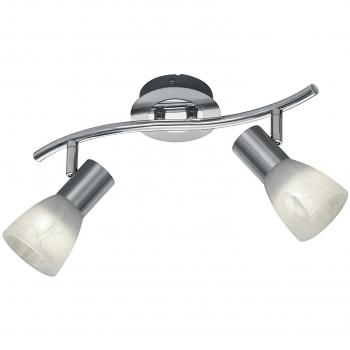 Luz de Techo LED Levisto 2 Focos Orientables E14 Acero y Vidrio Alabastro
