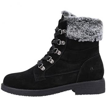 Hush Puppies Florence Women's Black Leather Mid Calf Boots with Memory Foam, Size UK 5