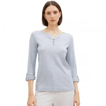 Tom Tailor - Camiseta de mujer de manga larga con botones