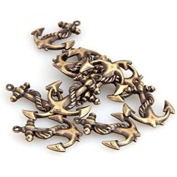 Skyllc® 10 X latón antiguo retro del metal de anclaje granos pendientes de la decoración de 18x23mm