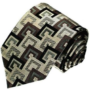 Lorenzo Cana - Designer corbata de lujo de 100% seda - Hecha a mano seda corbata - Marrón Beige Negro Cuadros - 84218