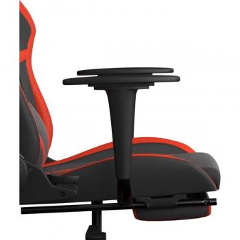 Gaming Chair with Footrest Black and Red Faux Leather