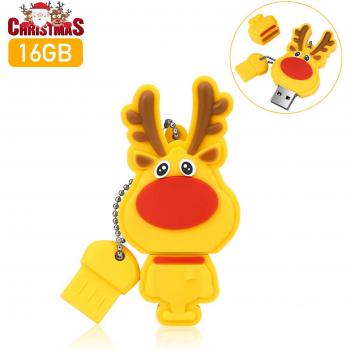 MECO ELEVERDE Pendrive 16gb 2.0 Memoria USB 16giga con Llevaro Portátil Forma Bonita de Alce Memory Stick Flash Drive para PC/Laptop/Notebook, Regalo para Navidad/Estudiantes/Parejas