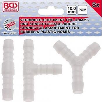 BGS 8790-10 | Conectores para mangueras de caucho y plástico | resistente al combustible | 10 mm | 8 piezas
