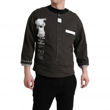 Dolce & Gabbana Dark Gray Cotton Button Down Pullover Sweater - IT50 | L