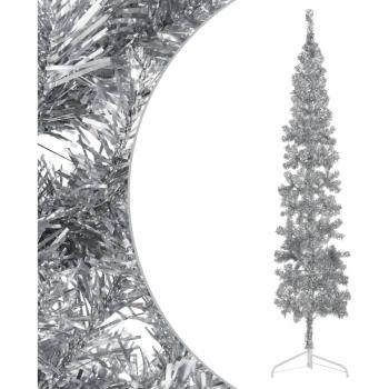 vidaXL Slim Artificial Half Christmas Tree with Stand Silver 240 cm
