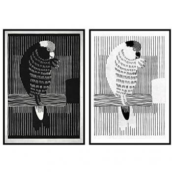 Cuadro DKD Home Decor 83 x 4,5 x 123 cm Loro Moderno (2 Unidades)