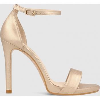 Sandalias de tacón de mujer Lodi en piel con pulsera al tobillo, color cava, modelo YURISA