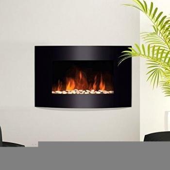 HOMCOM Chimenea Eléctrica de Pared Estufa Eléctrica Calentador de Fuego 900/1800W con Mando a Distancia Termostato Llama LED 7 Colores