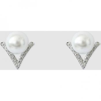 Pendientes Dada Burma plateados con circonitas y perla