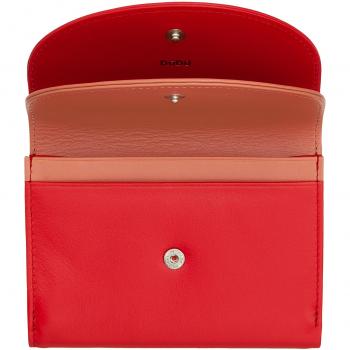 Cartera mediana de piel de becerro napa en rojo con doble solapa para mujeres