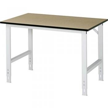 Mesa de trabajo regulable en altura 1250x800mm, superficie MDF, estructura gris claro RAL 7035