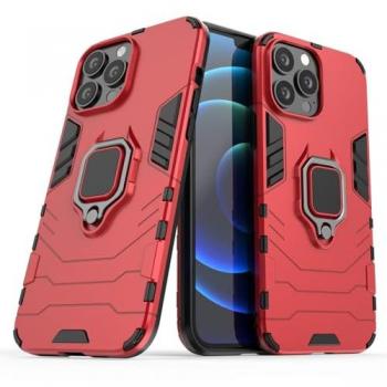 Funda Magnética Antigolpes Rígida con Anillo para iPhone 13 Pro Max - Rojo