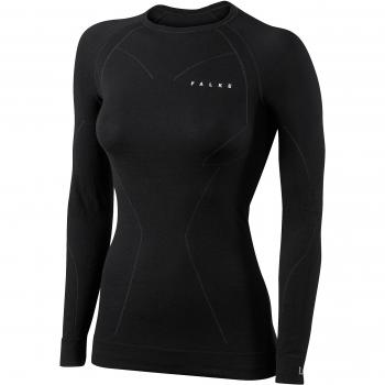 Camiseta Térmica de Larga Manga Falke Wool-Tech para Mujer en Color Negro