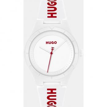 Hugo - Reloj de hombre Lit for Him 1530345 de silicona blanco, 3 agujas