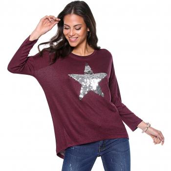 Jersey de Punto Manga Larga con Estrella Mujer - 023924,Port Royale Detail:Silver Sequins,S