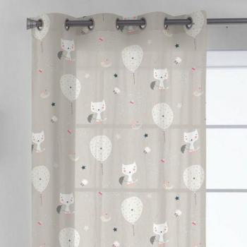 Cortina Infantil con Ojales 100% Algodón Gatos y Globos Haciendo el Indio 140 x 260 cm Fabricado en España