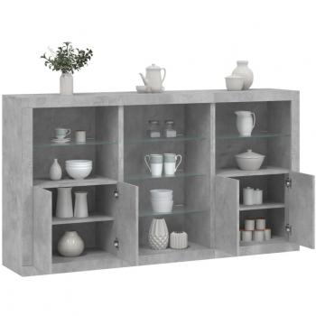 Aparador con luces LED 181,5x37x100 cm Mueble de Almacenaje de Salón Buffet para salón Armario Auxiliar Armario de Almacenamiento Gris Hormigón